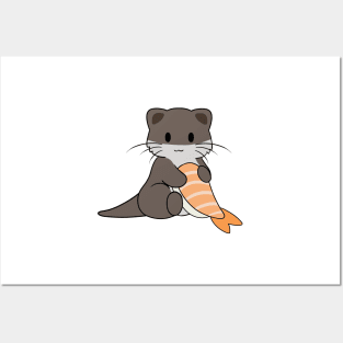 Prawn Sushi Otter 2 Posters and Art